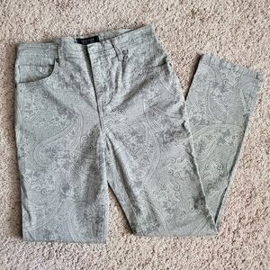 Ladies Grey Paisley Denim Jeans, size 2P